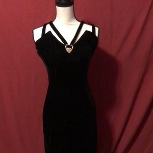 Elegant black velvet formal dress